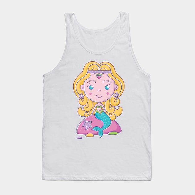 Mermaid sitting on rock Tank Top by vaughanduck